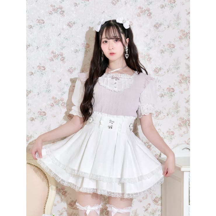 ピンク | バックレースアップヨークハシゴレースカットソー | NOEMIE