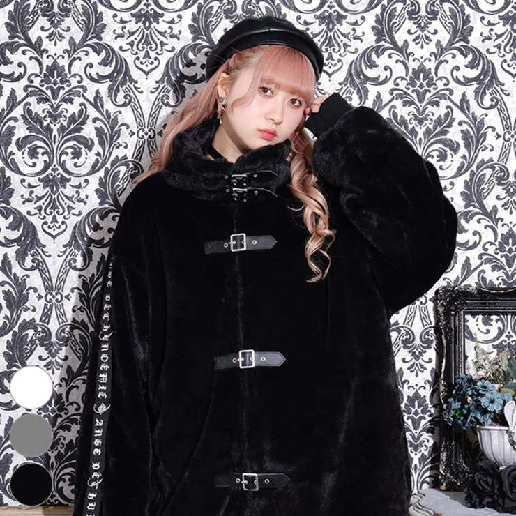 スタンドネック合皮ベルトユニセックスファーブルゾン[品番  