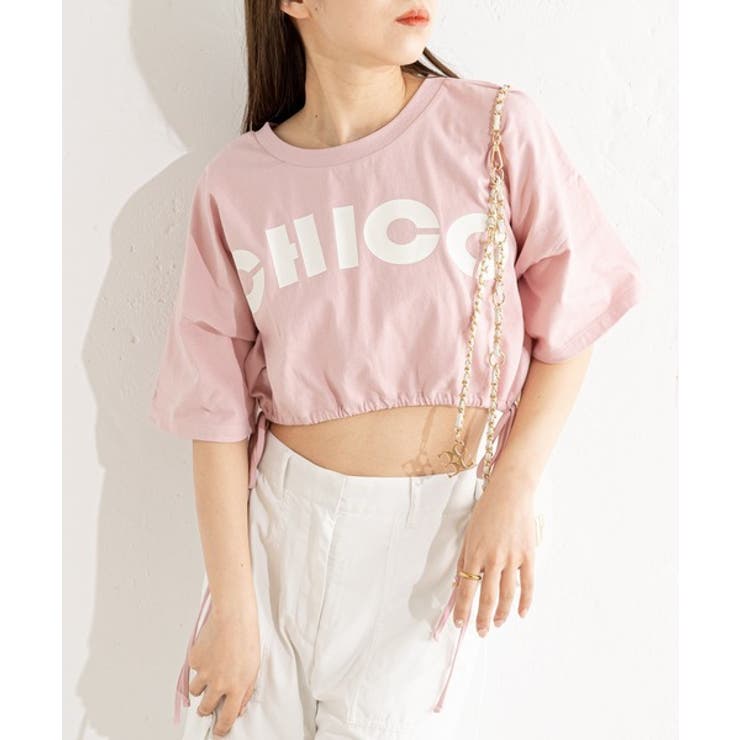 Chico】クロップドサイドリボンロゴTシャツ[品番：PALW0002310]｜PAL