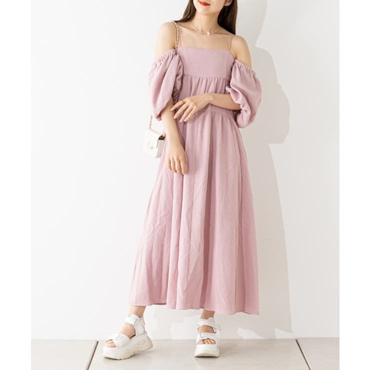 dolce. ドルチェ　美品　ボリュームスリーブブルゾン　ベージュ dazzlin ハートギャザーチューブスリーブトップス（ベージュ