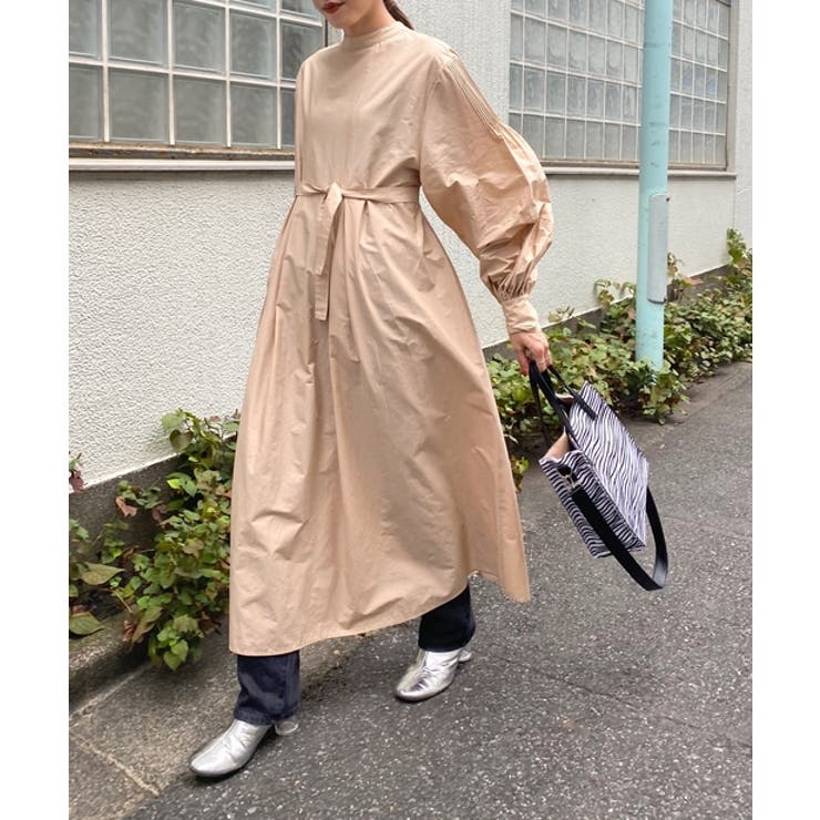 BEG | 【WHO'S WHO gallery】スタンドカラー袖コンワンピ | PAL GROUP OUTLET