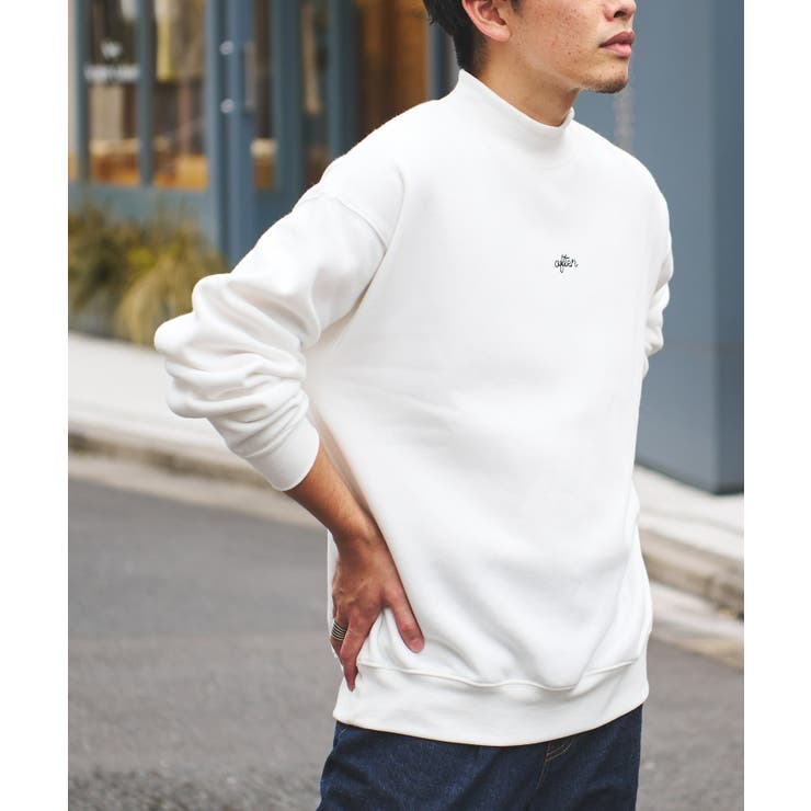 ワンポイント刺繍TC裏起毛スウェットモックネックプルオーバー[品番