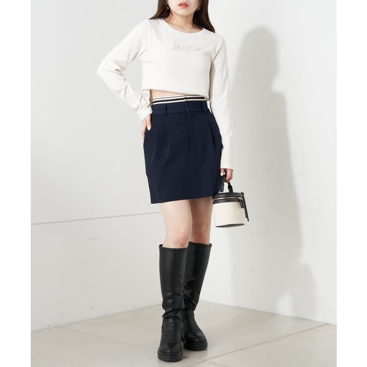 Chico】Wウエストラインゴムミニスカート[品番：PALW0002072