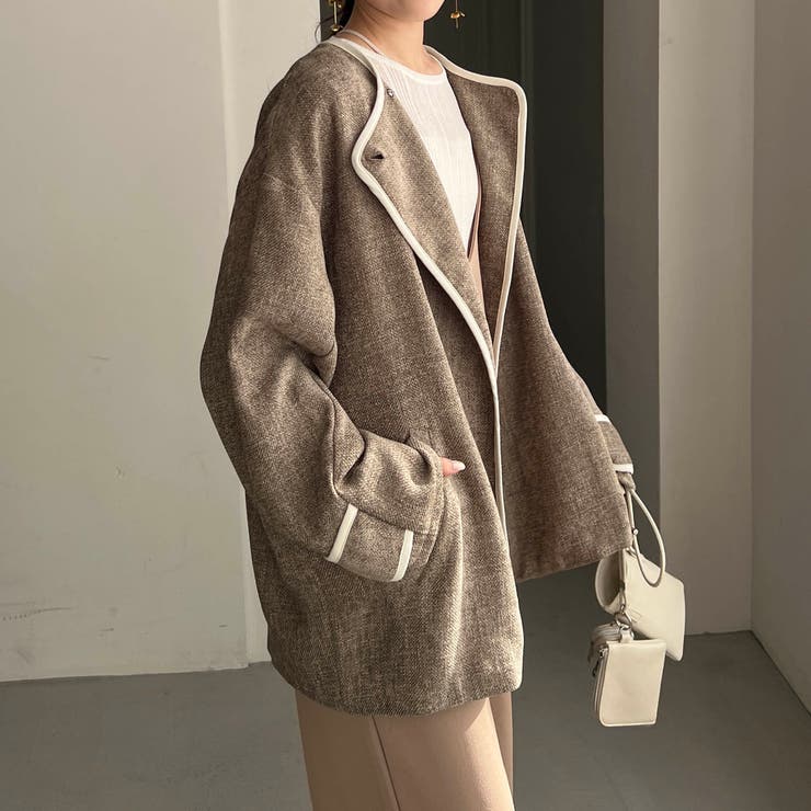 【新品】CAPRICIEUX LE'MAGE ライトテーラージャケット　ベージュ CAPRICIEUX LE'MAGE ジャケット テーラードジャケット ライト