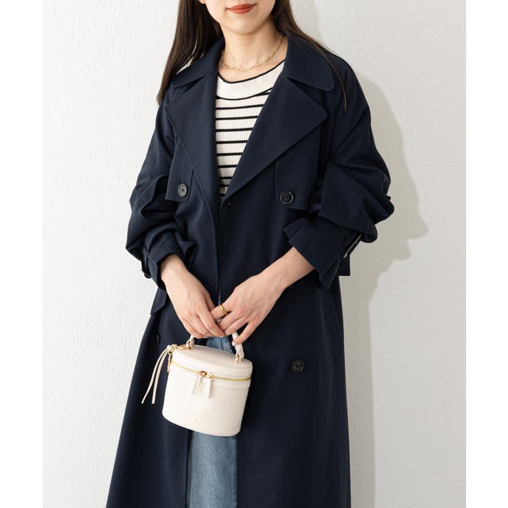 ネイビー トレンチコート ウエストベルト付き CHICO ネイビー トレンチコート ウエストベルト付き