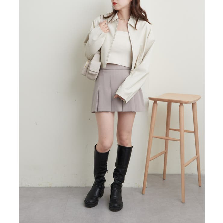 Chico】レザーショート丈フロントジップシャツJK[品番：PALW0002743