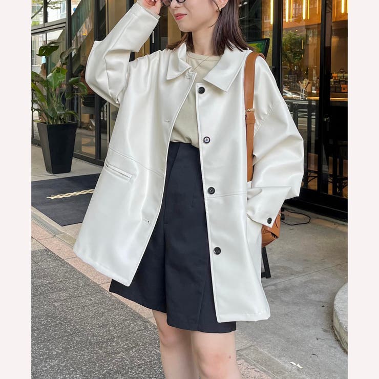 新品未使用　CAPRICIEUX LE'MAGE エコレザーjk 白　ホワイト