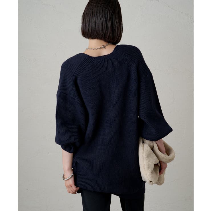 【Loungedress】深Vチュニックニット　ネイビー Loungedress】深VチュニックKN[品番：PALW0002832]｜PAL GROUP OUTLET
