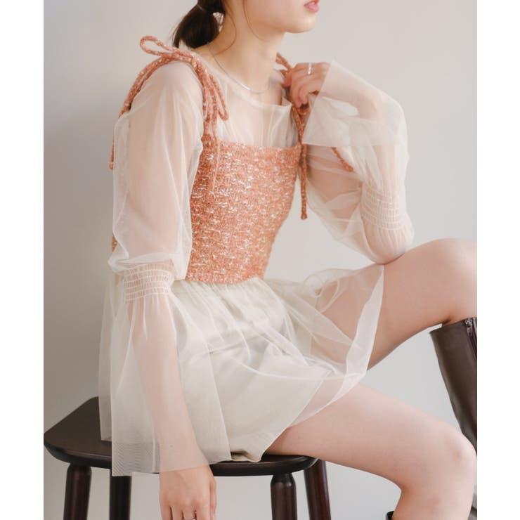 Kastane】チュールシャーリングTEE＆ニットビスチェSET[品番：PALW0002887]｜PAL GROUP  OUTLET（パルグループアウトレット）のレディースファッション通販｜SHOPLIST（ショップリスト）