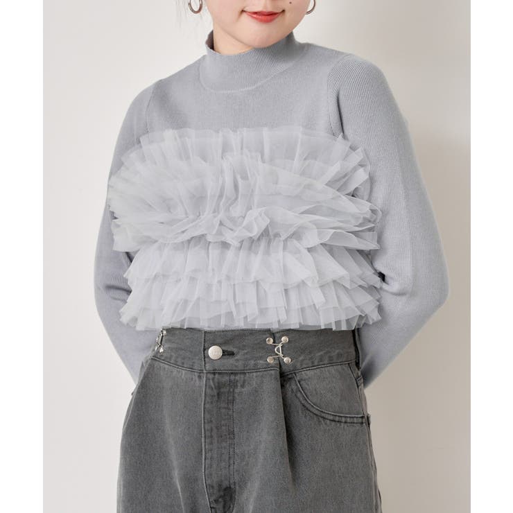 ハグオーワー　ハイネックフリルセーターCloth&Cross ハグオーワー ハイネックフリルセーターCloth&Cross ハグオーワー