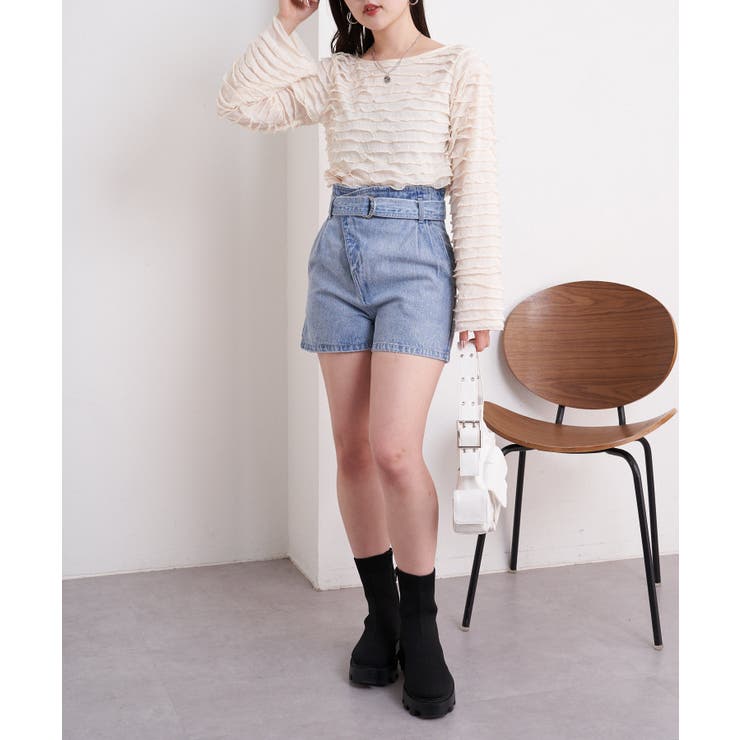 Tシャツ フリル ワンショルダー 3color 韓国 r4-17 韓国レディースファッション通販サイトVille / ネックスリット