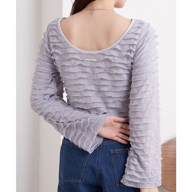 GRY | 【Chico】ワンショルフリルロンT | PAL GROUP OUTLET