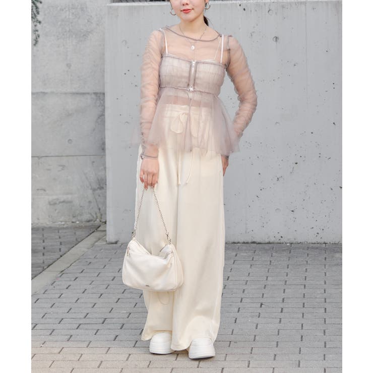 Chico】チュールロンTペプラムキャミSET[品番：PALW0003031