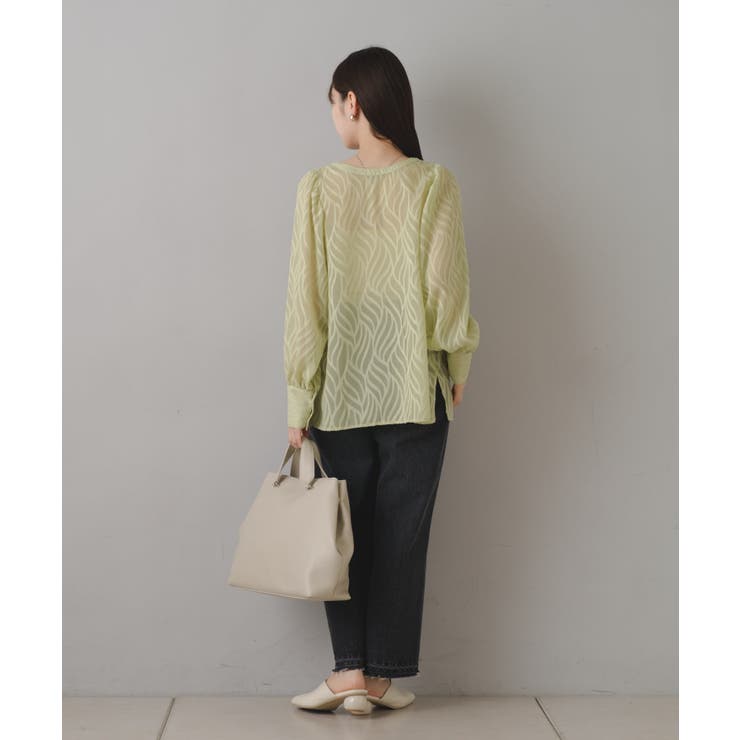 Kastane ウェーブ刺チュールチュニック　アイボリー セール】【前後2WAY】ウェーブ刺繍チュールチュニック