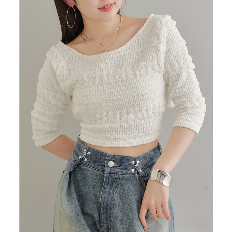 WHT | 【Chico】カットレース5分袖チビT | PAL GROUP OUTLET