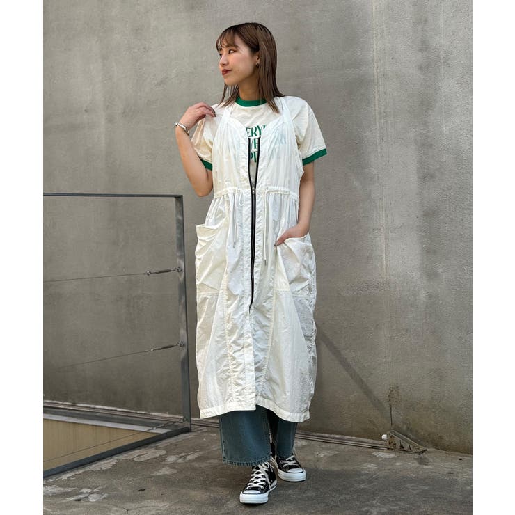 Ciaopanic】フロントジップナイロンベストワンピース[品番 Ciaopanic】フロントジップナイロンベストワンピース[品番