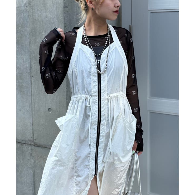 Ciaopanic】フロントジップナイロンベストワンピース[品番
