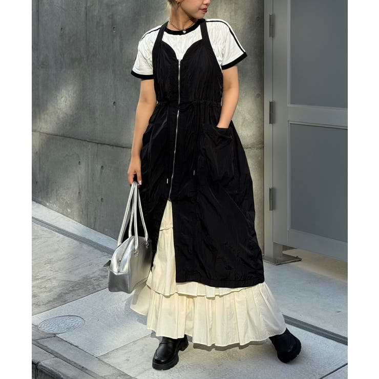 フロントジップナイロンベストあおあおさん専用 Ciaopanic】フロントジップナイロンベストワンピース[品番