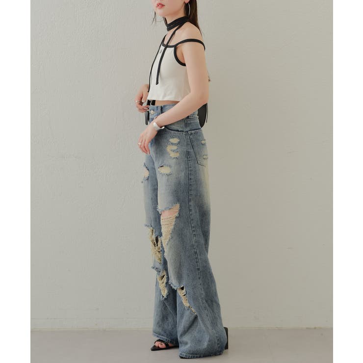 3color 】ストラップワンショルダーショートカットソートップス