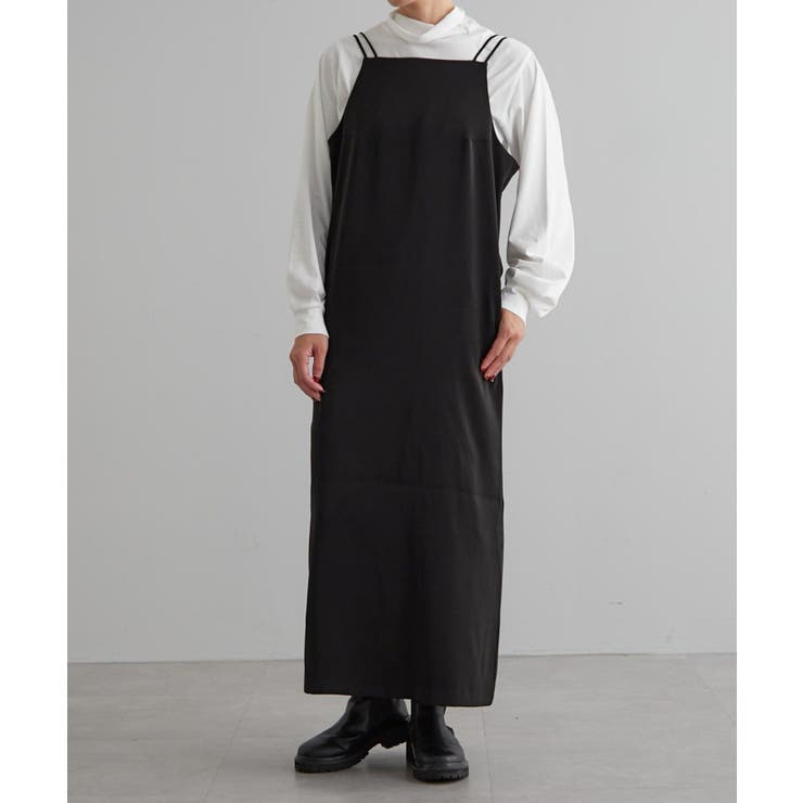 PERLA ブラック サテン キャミワンピース PERLA ブラック サテン キャミワンピース ヘビーサテン キャミ
