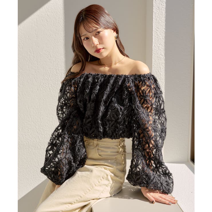 BK | 【Chico】シアーフラワーボリュームチュールBL | PAL GROUP OUTLET