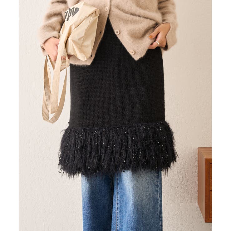ANDREA & Co.】 フリンジデザインニットスカート ANDREA & Co