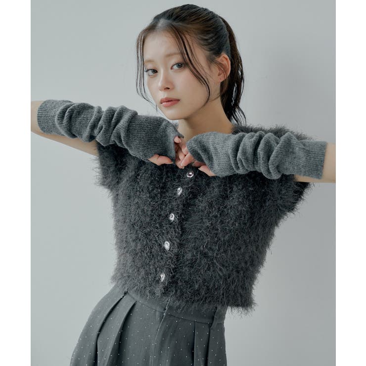 CGRY | 【Chico】リブアームウォーマー付シャギー半袖KT | PAL GROUP OUTLET