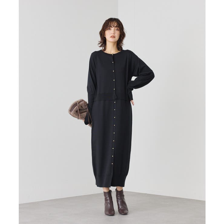 BK | 【RIVE DROITE】レイヤードニットOP | PAL GROUP OUTLET