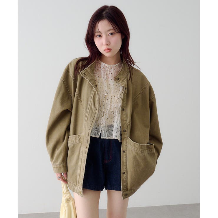 BEG | 【Kastane】カラーツイルレース付きジャケット | PAL GROUP OUTLET