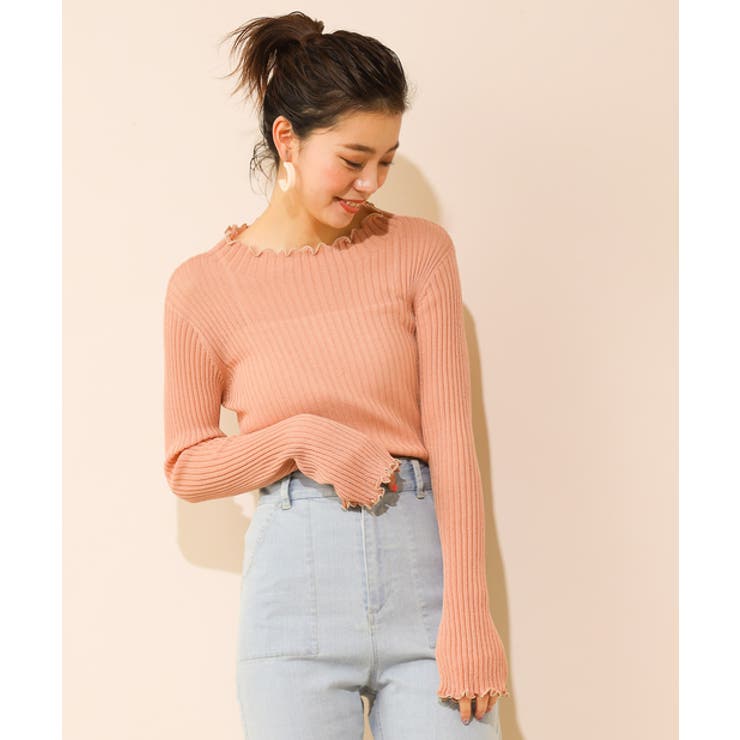 Chico】シースルーリブメローボトルネックKNIT[品番