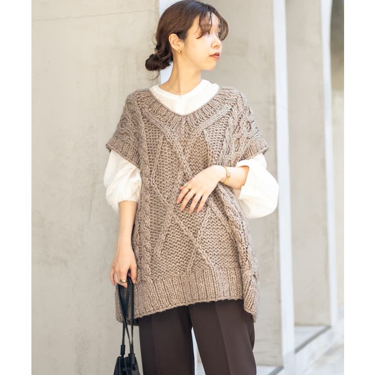 CAPRICIEUX LE'MAGE　スピンドルハンドニットベスト CAPRICIEUX LE'MAGE】スピンドルハンドニットベスト[品番：PALW0000154