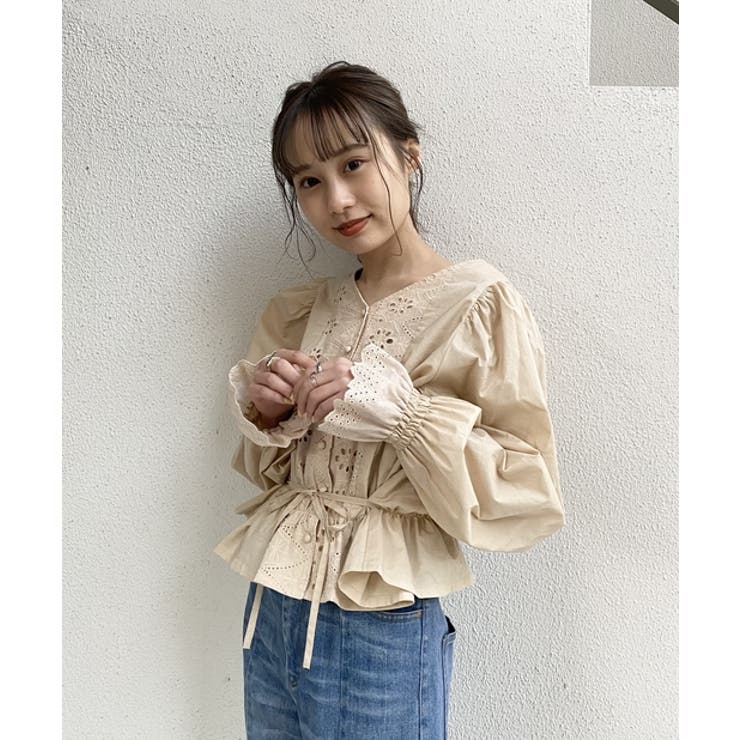 mystic】[mline]スカラップレース2WAYブラウス[品番