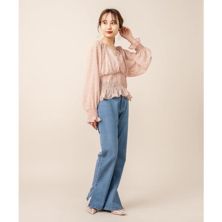 mystic】[mline]ウエストシャーリングシアーブラウス[品番