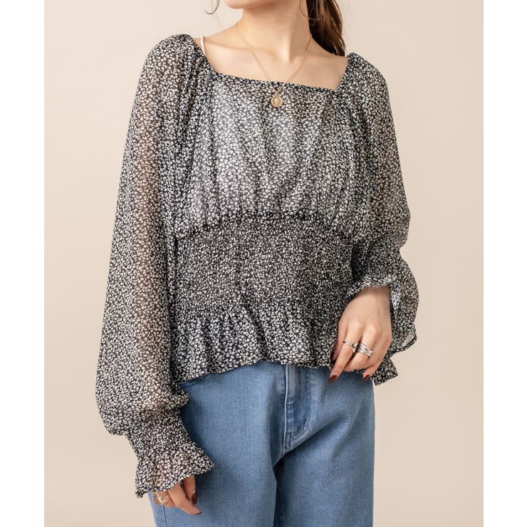 mystic】[mline]ウエストシャーリングシアーブラウス[品番