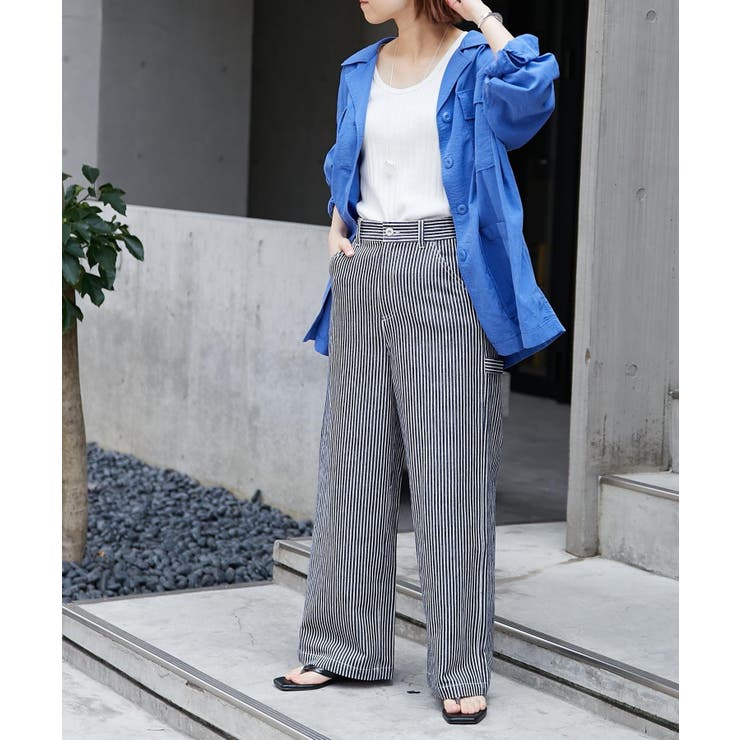 CIAOPANIC TYPY】ヒッコリーペインターワイドパンツ[品番