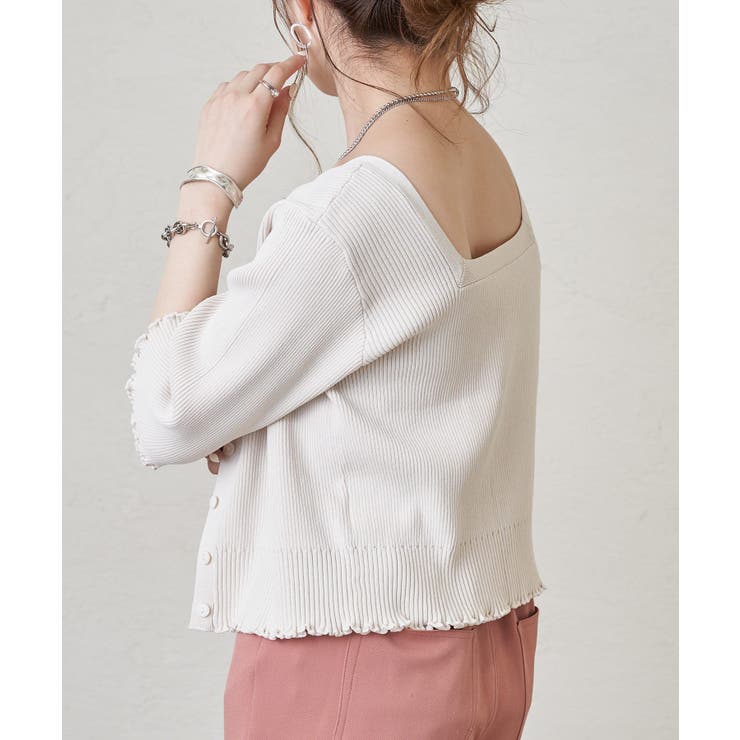 45R アルパカ混 カーディガン カシュクール 2WAY フード ショート丈