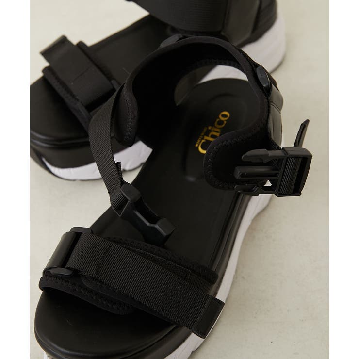 美品▪️CHILLBIES(チルビーズ)【27㎝】ラバーサンダル　ブラック　黒 SHAKA シャカ SK-312 レザー調厚底サンダル ベルトサンダル