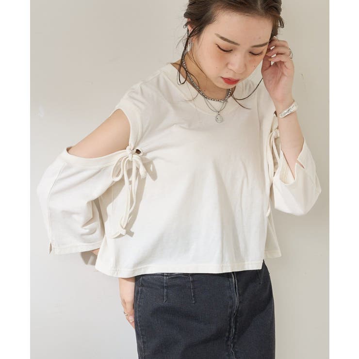 roku 肩あき カットソー LOVETOXIC（ラブトキシック）の「肩あきテレコ長袖Tシャツ（Tシャツ