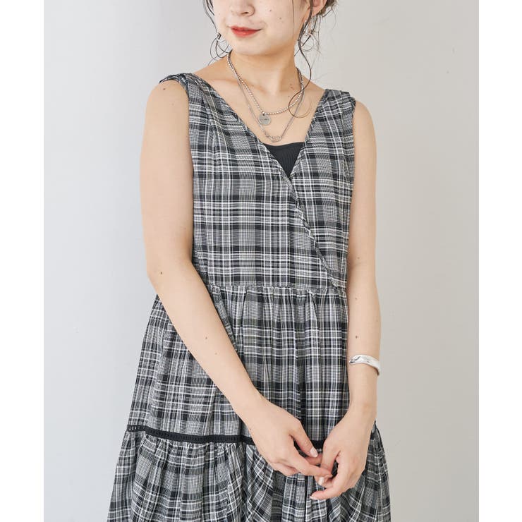 リュクス ノースリーブ チェック ティアード  ワンピース BEAUTY&YOUTH UNITED ARROWS（ビューティーアンドユース