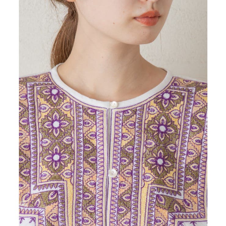 Kastane - 【Kastane】ラバリ刺繍コットンブラウス Kastane】ラバリ刺繍コットンブラウス | OUTLET(アウトレット