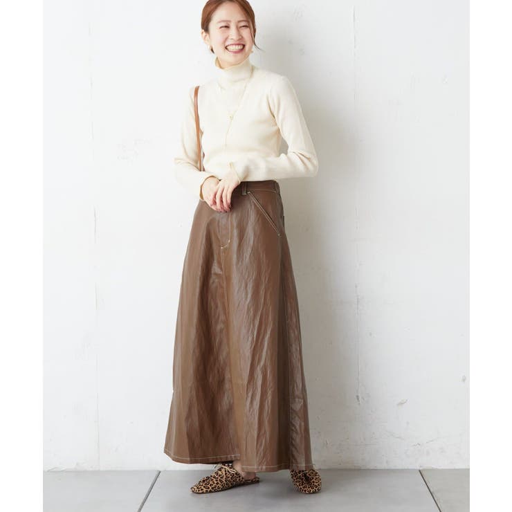 CIAOPANIC TYPY】配色ステッチフェイクレザースカート[品番