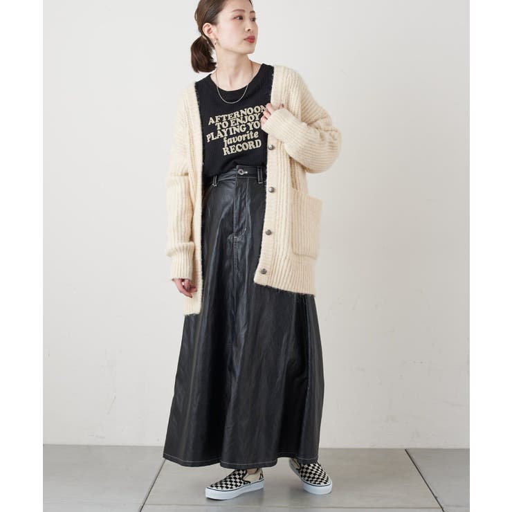 CIAOPANIC TYPY】配色ステッチフェイクレザースカート[品番