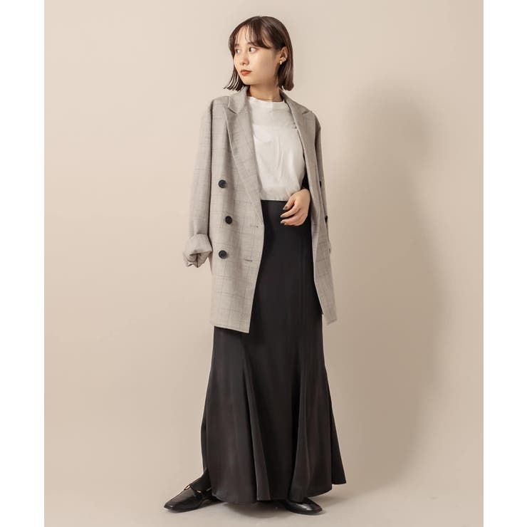 LAUNGE DRESS サテンマーメイドスカート　アイボリー サテンライクロングマーメイドスカート[品番：AMTW0005850