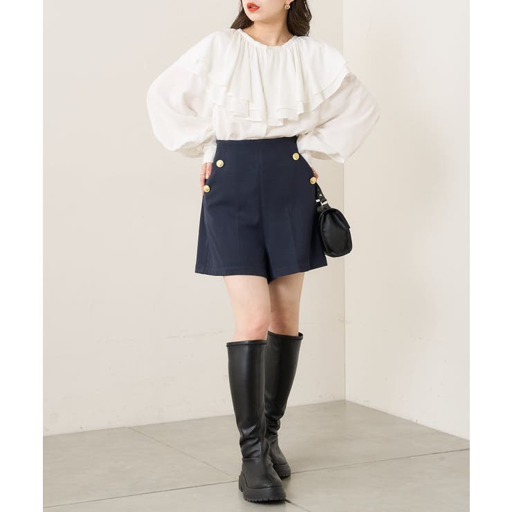 関税込★セザンヌ ハイウエスト 共布ベルト付き ショートパンツ Lace Ladies パンツ ハートフォルム ハイウエスト ベルト付き