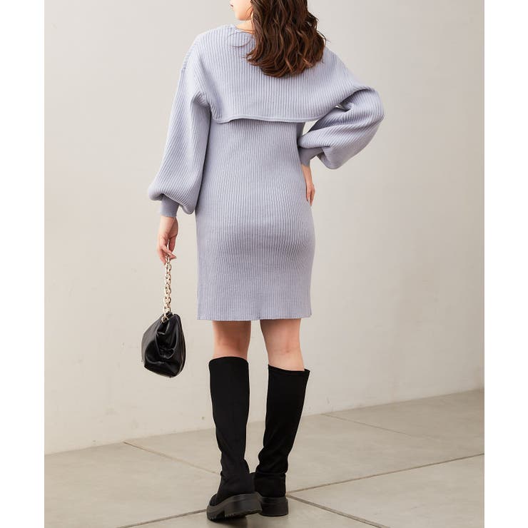 可愛い♪【TED BAKER】定番☆リブニットミニ丈ワンピース SLY | OFF SHOULDER RIB KNIT ショートワンピース (ワンピース