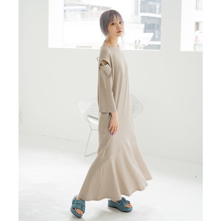 Kastane】袖スリットテレコティアードワンピース[品番
