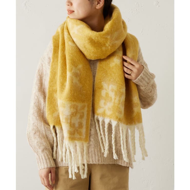Daily russet】モノグラム 太フリンジマフラー[品番