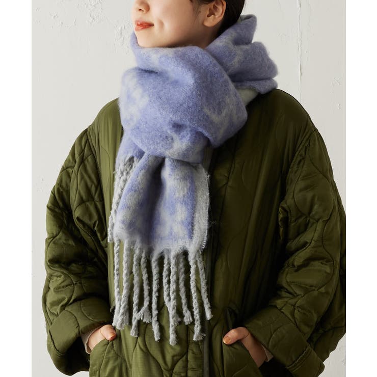 Daily russet】モノグラム 太フリンジマフラー[品番