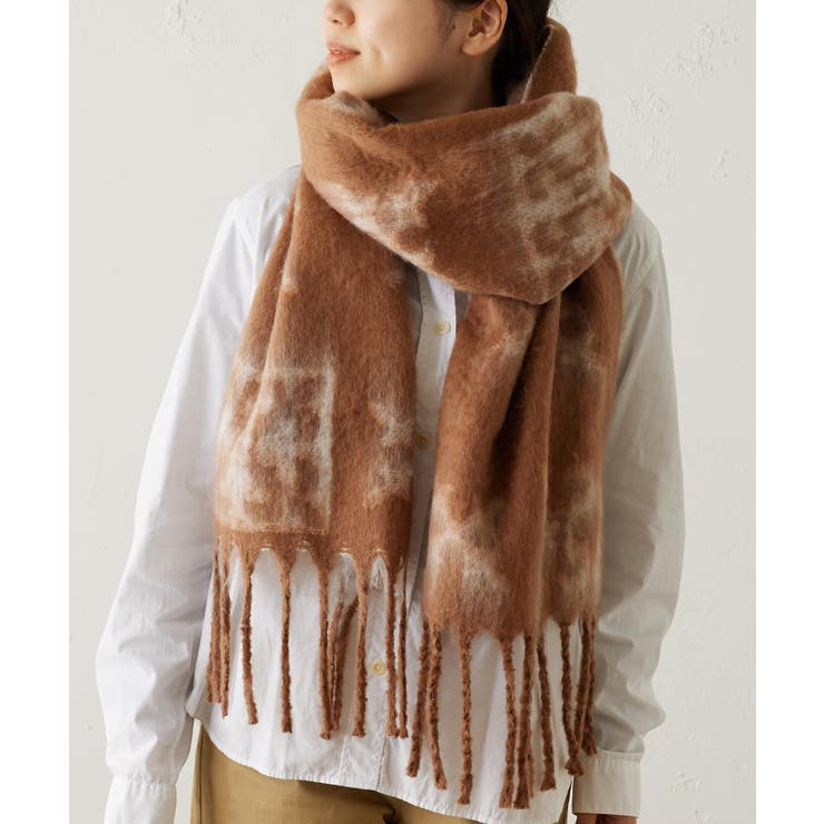 Daily russet】モノグラム 太フリンジマフラー[品番