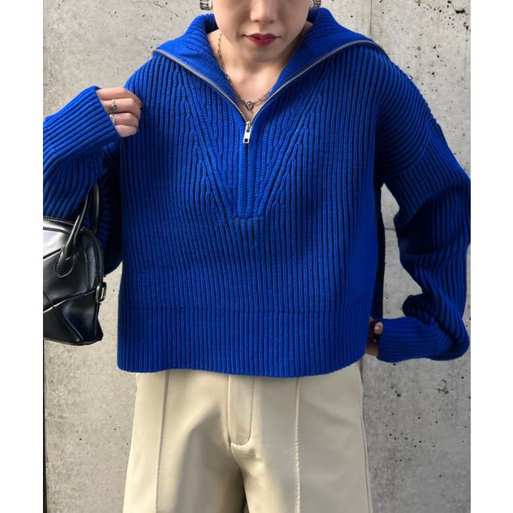 【Ciaopanic】畦編みショート丈ハーフジップニットプルオーバー[品番：PALW0002585]｜PAL GROUP  OUTLET（パルグループアウトレット）のレディースファッション通販｜SHOPLIST（ショップリスト）